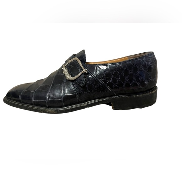 MAURI Alligator BLUE Oxford Monk Strap Alligator Buckle Shoes Men's Size 9 - Picture 5 of 15